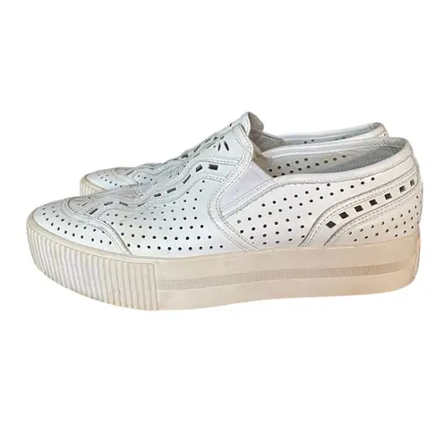 Ash  Kingston White Leather Perforated Slip On Platform Sneaker size 8 38 - Image 5