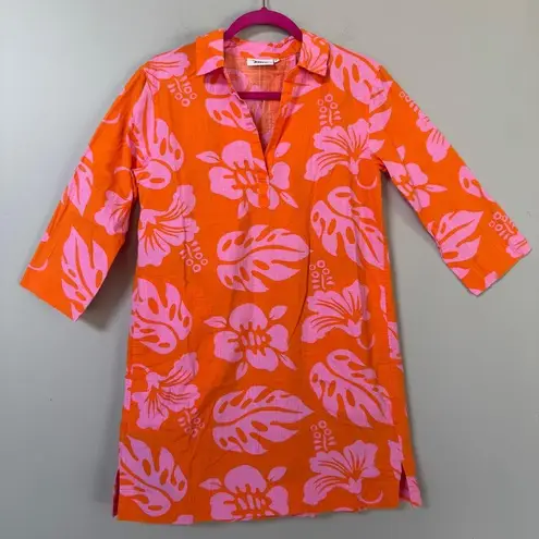 Sleepy Jones Aloha Jane Tunic Dress mini in Aloha Floral orange pink Sz XS