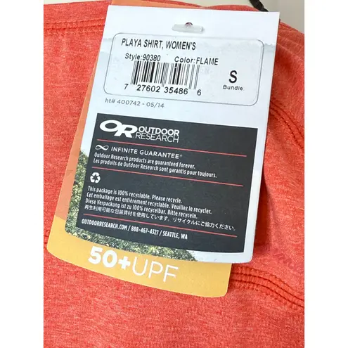 Outdoor Research Women’s Shirt Flame Small Lightweight Sun Protection Small Orange