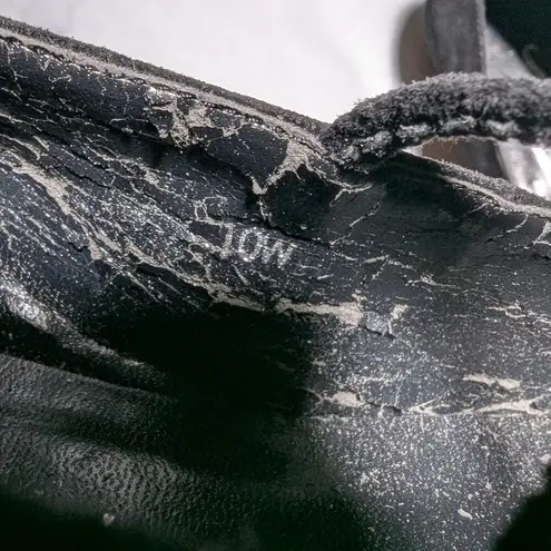 Vtg 1990s Newport News Black Suede Square Toe Elastic Strap Mary Jane Flats 10 W