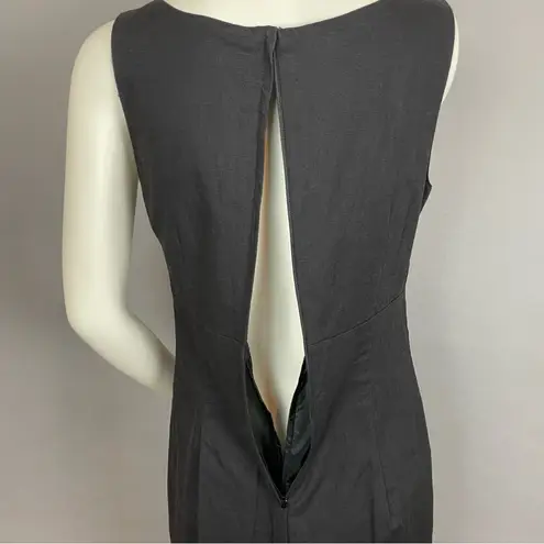 Vintage Sheath Dress Linen Cotton Black Summer Sleeveless Empire Waist Women