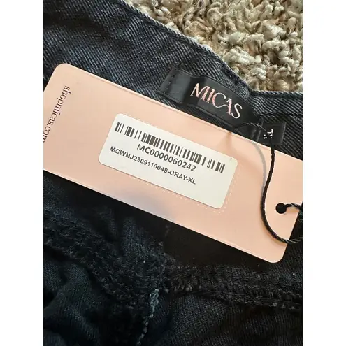 Micas  Women's XL Black Gray Ombre Multi Pocket Wide Leg Cargo Denim Jeans