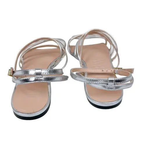 J.Crew  Capri Strappy Sandals Metallic Silver Leather Size 9