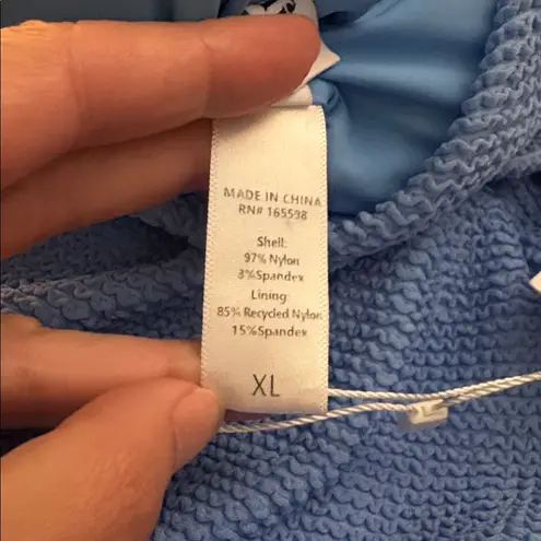 ANDIE The Fiji One Piece Swimsuit Seersucker Felicia Blue XL NWT