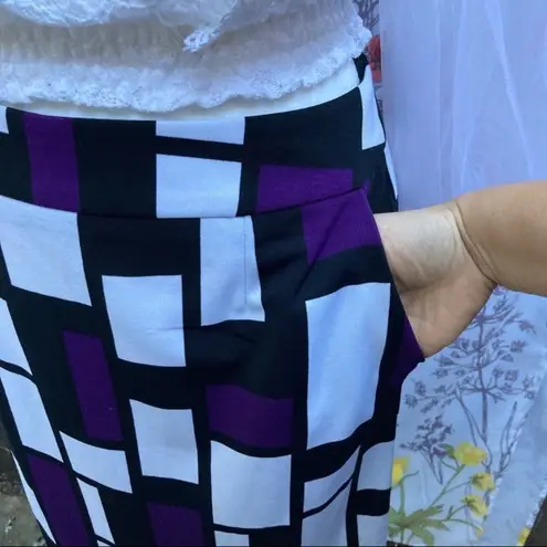 Premise pencil skirt size 8 preppy office graphic purple colorblock