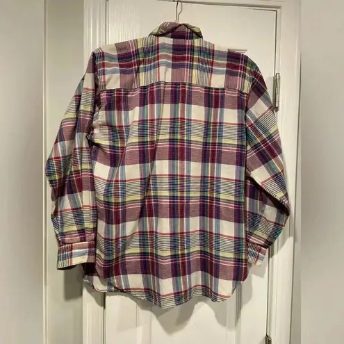 VTG Averroe Cotton Blend Plaid Flannel Corduroy Trim Triangle Locket Size S Pink