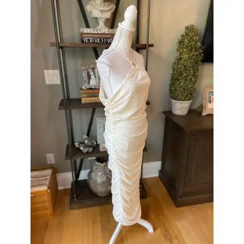 Likely Carmona Halter Bodycon Midi Dress Cream Tan Womens Size 12