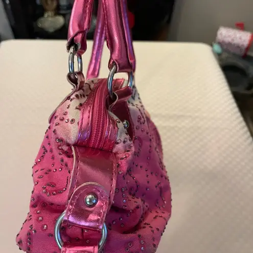 Justice Y2K ombré hot pink shoulder bag bejeweled with rhinestone heard & JS