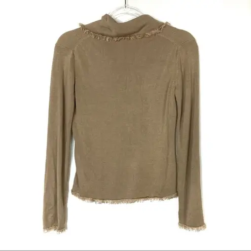 Sigrid Olsen | Y2K Tussa Silk Blend Top Tan Raw Hem Ribbed Knit Womens Small - Image 6