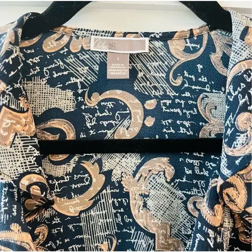 Chelsea28 Print Ruffle Wrap Dress Size Small Women’s Navy