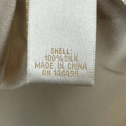 Gold Hawk 100% Silk Top Women's Large Beige Cold Shoulder Lace