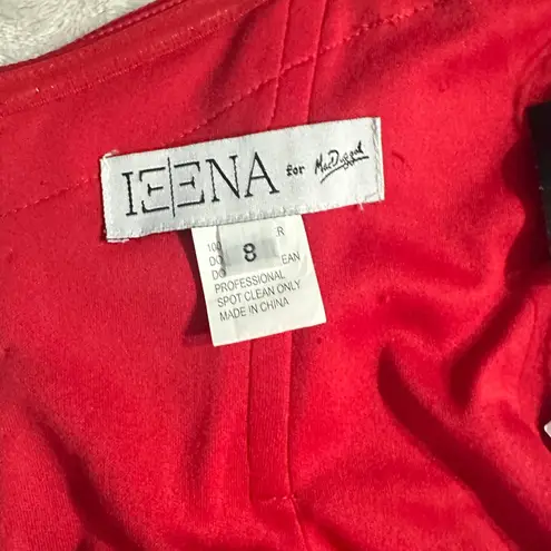 Mac Duggal Bustier Gown Women's 8 Red Strapless Sweetheart Maxi Pooled Train