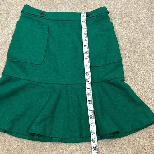 Maeve Anthropologie Green Wool Lined Mini Skirt Preppy Collegiate Women Size 0