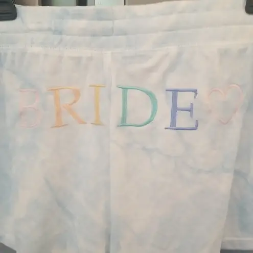 💕PJ SALVAGE💕 Bride Embroidered Pajama Shorts ~ Powder Blue Large L NWT
