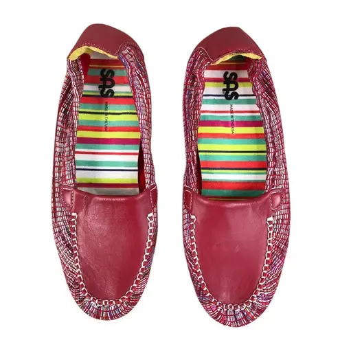 SAS Sunny Slip On Leather Loafer Women 9N Red/Rainbow Everyday Comfort Made USA Red Size 9