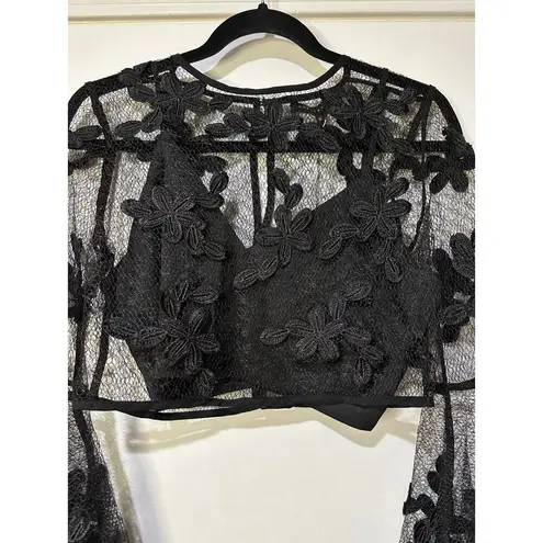 Endless Rose  Black Floral Lace Crop Top & Camisole Set Size Medium NWT 2 Pieces