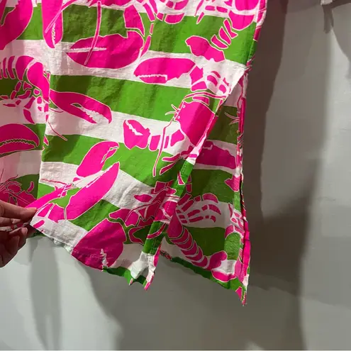 Gretchen Scott Striped Lobster Tunic V Neck Size Medium Pink Green Lightweight