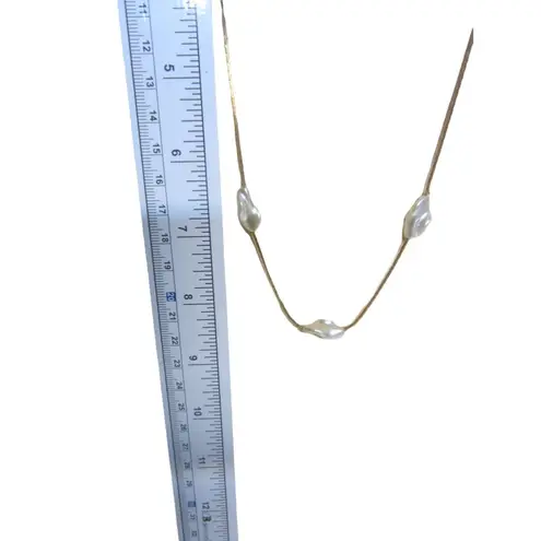 Gold Tone Snake Chain With Three Shells Necklace