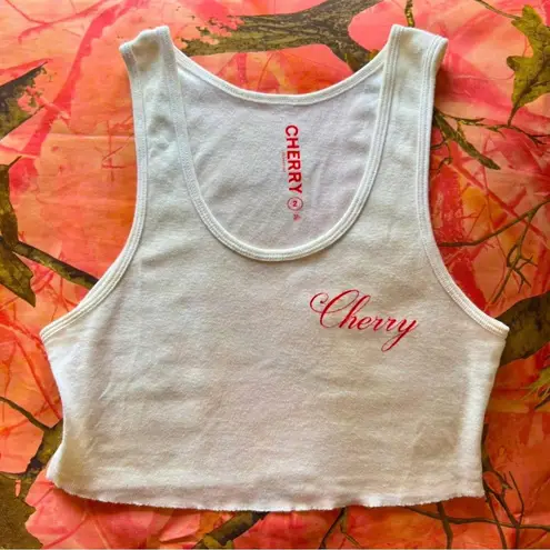 Cherry LA los angeles american classic tank white crop top red cursive logo