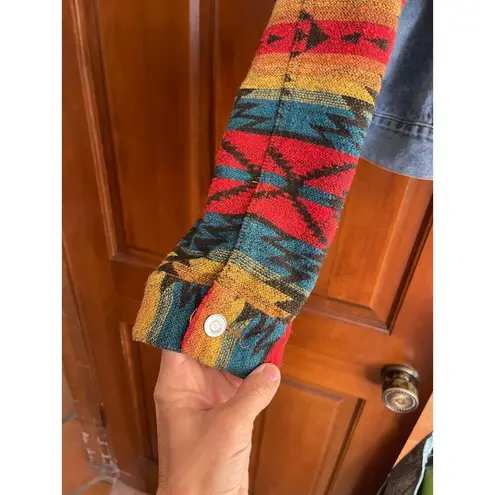 Beach To Reef oversized, Aztec sleeve denim jacket medium Blue