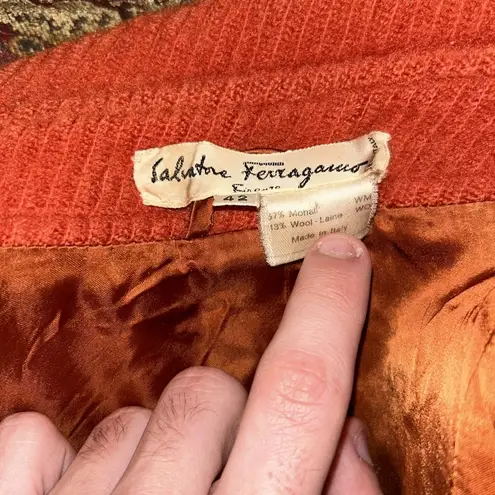 Salvatore Ferragamo Authentic Vintage Burnt Orange Wool & Mohair Italian Peacoat