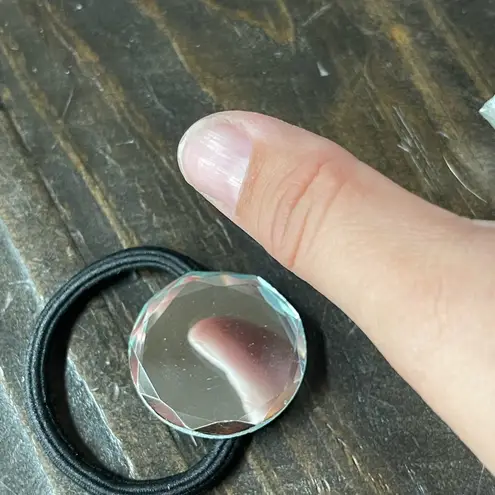 Boutique Round Glass Mirror Hair Tie Pony Tail accessory