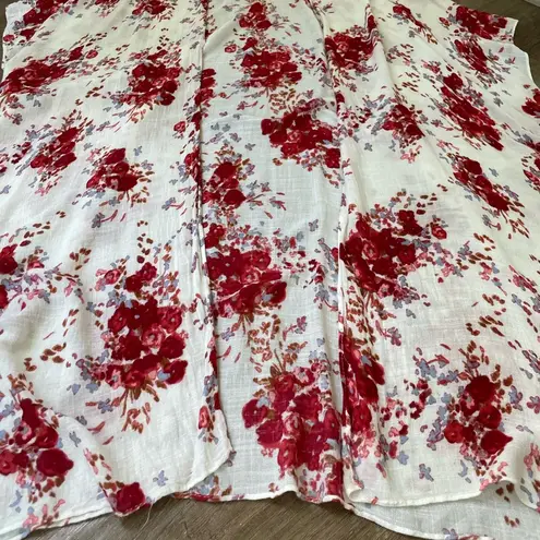 Angie  Cream Red Floral Open Front Kimono Cardigan Beautiful Boho ~ One Size