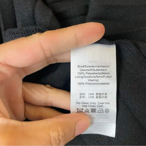 DKNY  Black Pleated Tie Waist Dress