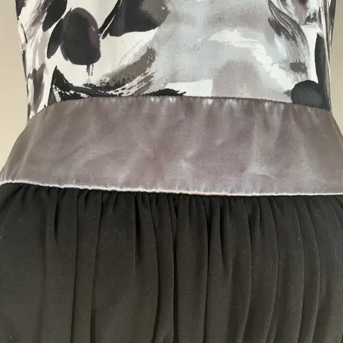 Ruby Rox Black & Gray Floral Sleeveless Dress - Empire Waist A Line Fit Flare Party