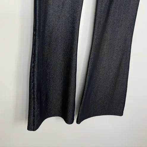 Carbon38 Black Striped Metallic Flared Shimmer Pants Size Medium New