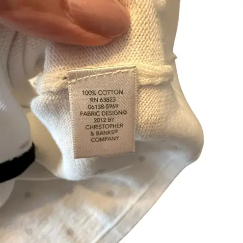 Christopher & Banks NWT Cardigan Black White Polka Dot 100% Cotton Sweater Med