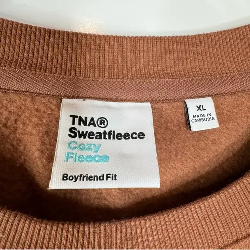 TNA Sweatfleece Cozy Fleece Boyfriend Fit Brown Sweatshirt Size Xlarge