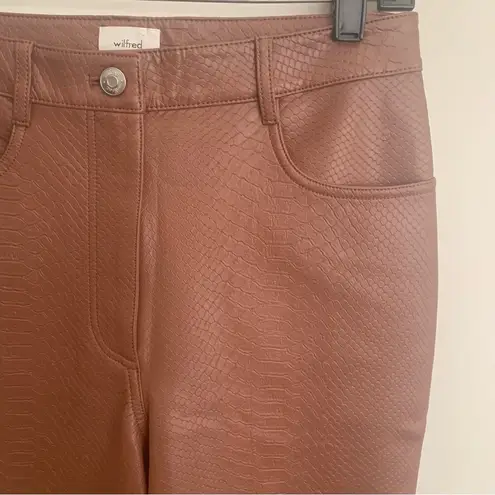 Wilfred EUC Brown Vegan Leather Snake Skin Print High Rise Straight Pants 6