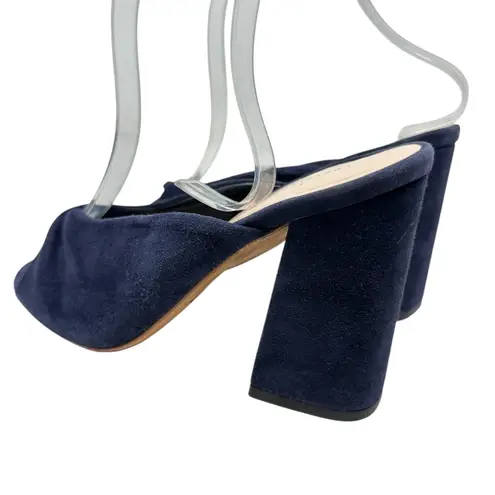 Loeffler Randall Loeffler Randall Laurel Slide Sandals Suede High Block Heel Blue Size US 7.5