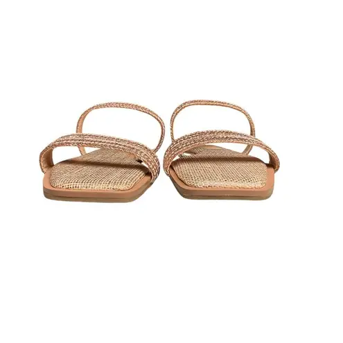 Jewel Badgley Mischka Anthropologie Helena Flat Sandal Size 8.5 Rose Gold NWB Pink