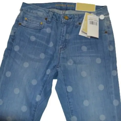 Michael Michael Kors Womens Blue Selma Skinny Polka Dot Jeans Size: 0