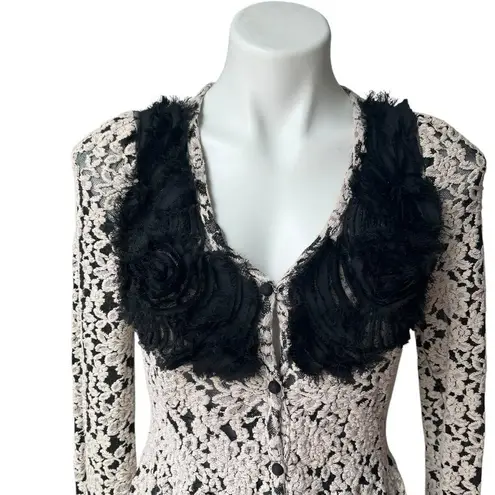 Ryu Rosette Detail Sheer Embroidered Lace Cardigan/Dress Retro Boho Cottage