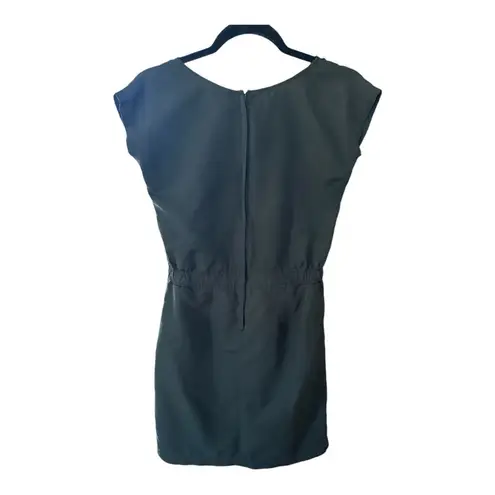 Studio Y Size 1/2 Cap Sleeve Sheath Dress Zipper Accents Dark Olive Green EUC