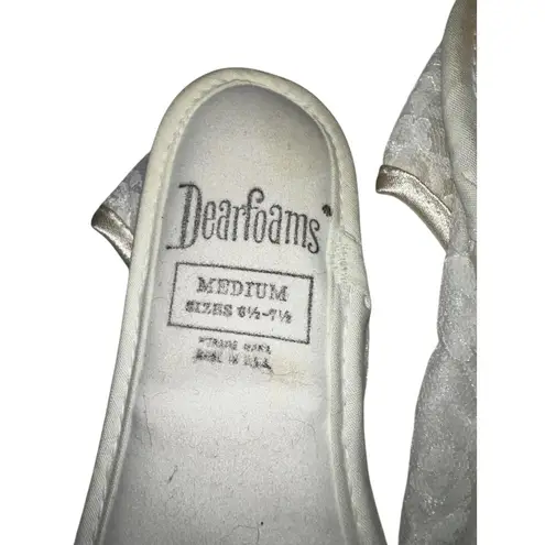 Dearfoams Vintage Lace Slippers Medium 6.5-7.5 Made in USA NWT Original Bag