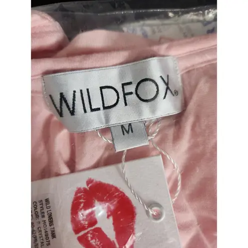 Wildfox  Womens Size Medium Pink Wild Lovers Knit Graphic Tank Slogan T-Shirt Top