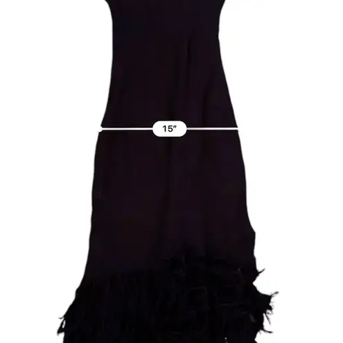 RTR Eudon Choi Collective Black Knit Long Sleeve Fringe Hem Sweater Dress Sz L Size L