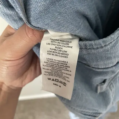 Free People  Size S Go West Denim Utility Cargo Pockets Jumpsuit