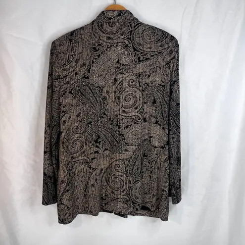 Alex Evenings Metallic Paisley Floral Zip Up Dressy Cocktail Jacket VTG Size XL