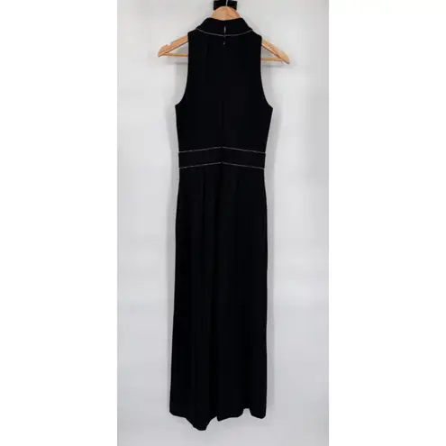 Badgley Mischka Old Money Jumpsuit sz 2 Black Rhinestone Trim Polyester NEW $189