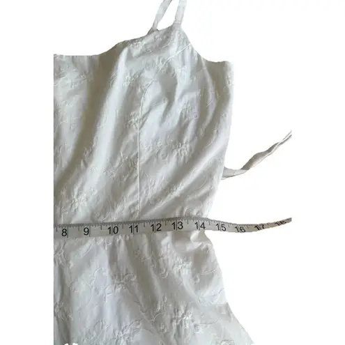 Robin Jordan Square Neck Midi White Dress Belted Waist Textured Timeless Sz 10