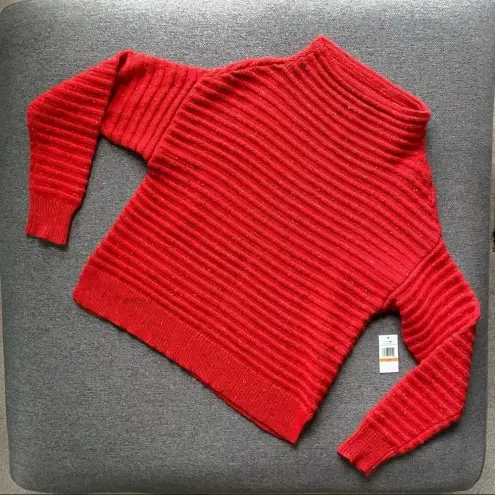COURT & ROWE Red Mock Neck Sweater with Polka Dots Small NWT