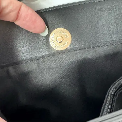 AOTA Bucket Bag Vegan Leather Top Handle Black Croc Embossed Elena NEW