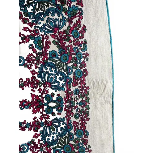 Vintage Lanvin Paris Floral Patterned Silk Scarf Blue