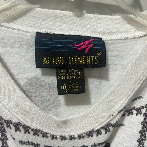 Active Elements Pullover The Night Before Christmas Sweatshirt Large Vintage White