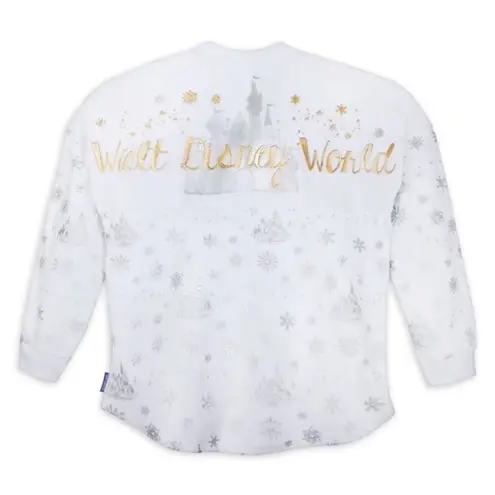 Spirit Jersey Walt Disney World Holiday Silver Gold Christmas Castle Velour - M